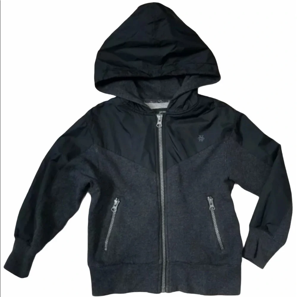 𝅺old NAVY Charcoal Black‎ Hooded Zip Jacket XS 5